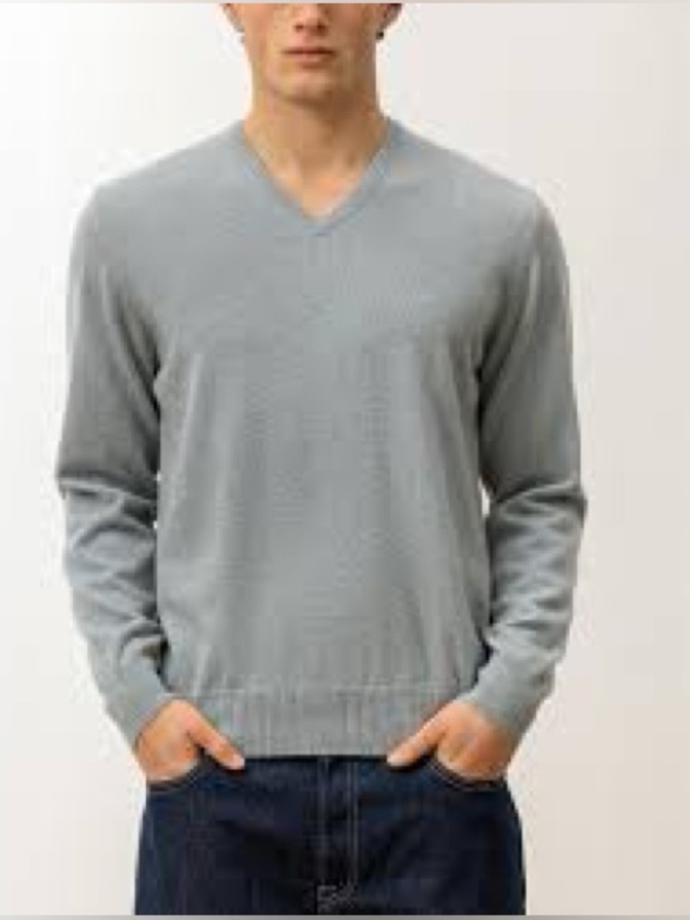 Banana Republic Men's V-Neck Sweater Italian merino yarn, grey